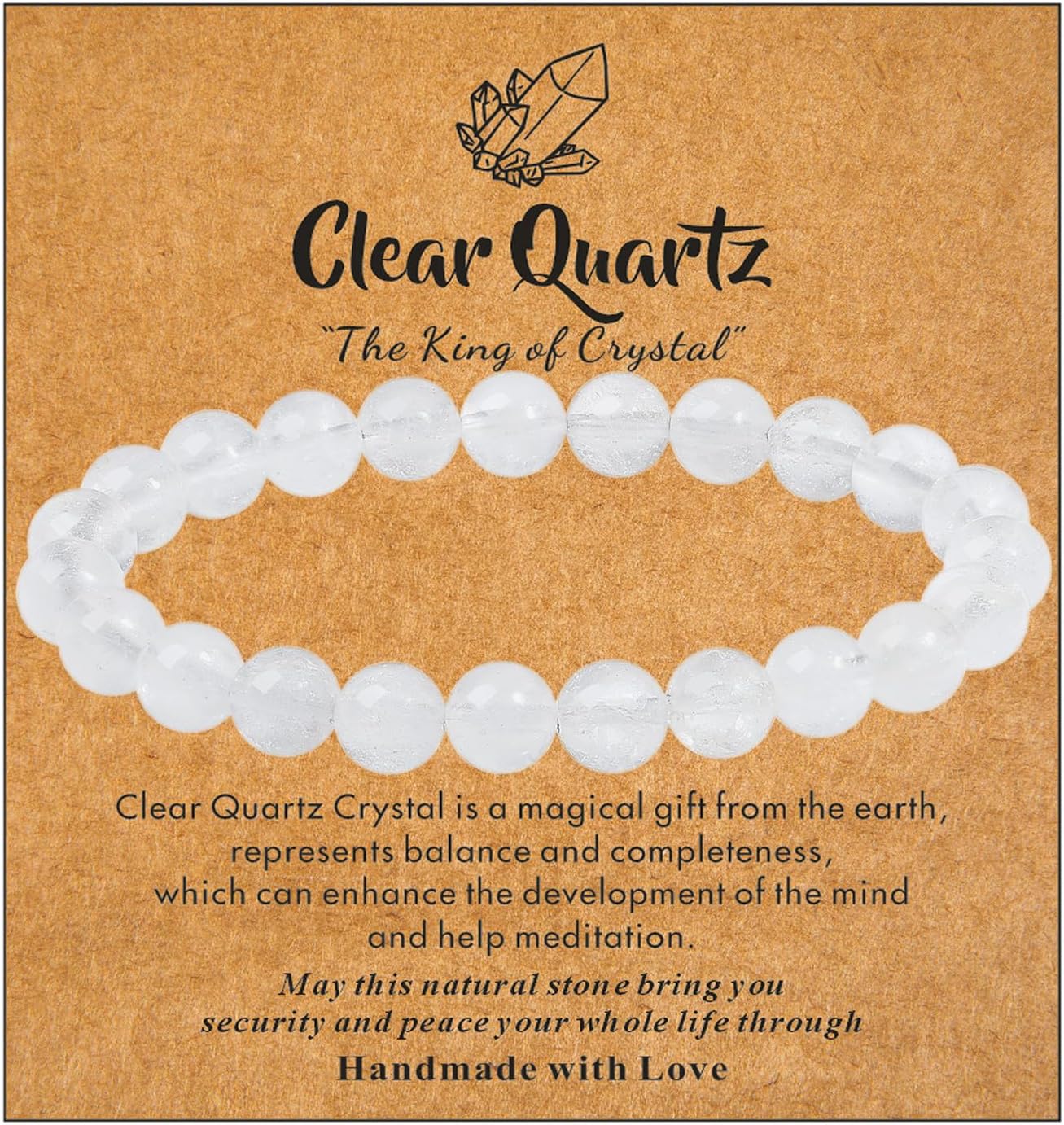 MAIBAOTA Healing Crystal Bracelet for Women Men, 8/4 mm Natural Stone Beaded Bracelets, Jewelry Birthday Gifts, Round Gemstones Stretch Bracelets