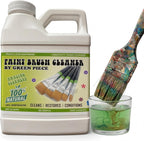 Green Piece® Paint Brush Cleaner & Restorer – 100% Natural, Non-Toxic Formula – Made in USA – Cleans Wet or Dry Paint – Safe for Hands – Works on Acrylic, Latex, Oil & Shellac – 18 Oz