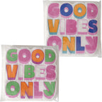 WHW Whole House Worlds 40 Count Good Vibes Only Napkins, Text Theme, 2 Packs of 20, 3 Ply Paper, Luncheon Size, 6.75 x 6.75 Inches, Food Safe Inks