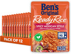 BEN'S ORIGINAL Ready Rice Spicy Mexican Style Flavored Rice, Easy Dinner Side, 8.5 oz Pouch (Pack of 12)
