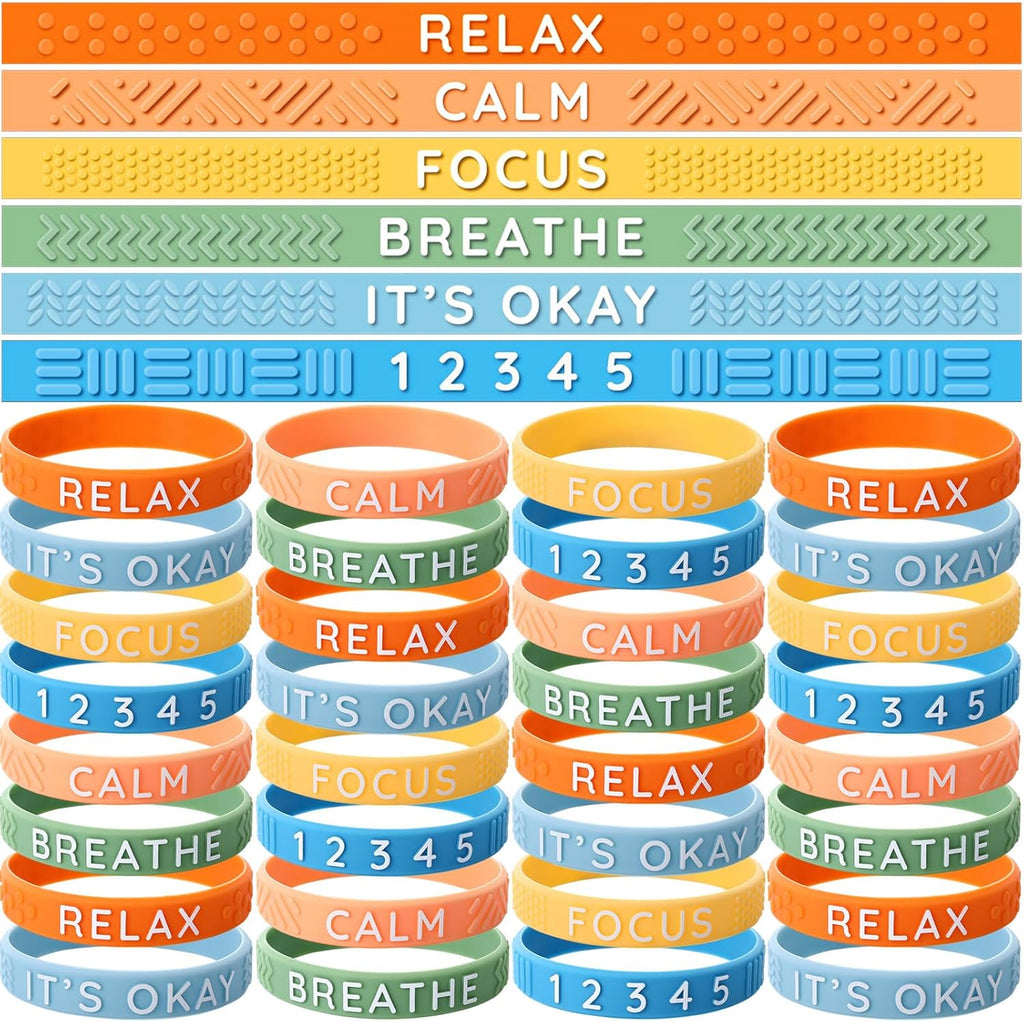 Anxiety Sensory Silicone Bracelet, Autism Silicone Bracelet with Textured Wearable Push Sensory Stress Relief Press Wristband Calming Wristband Anxiety Relief Gifts for Adhd Autism