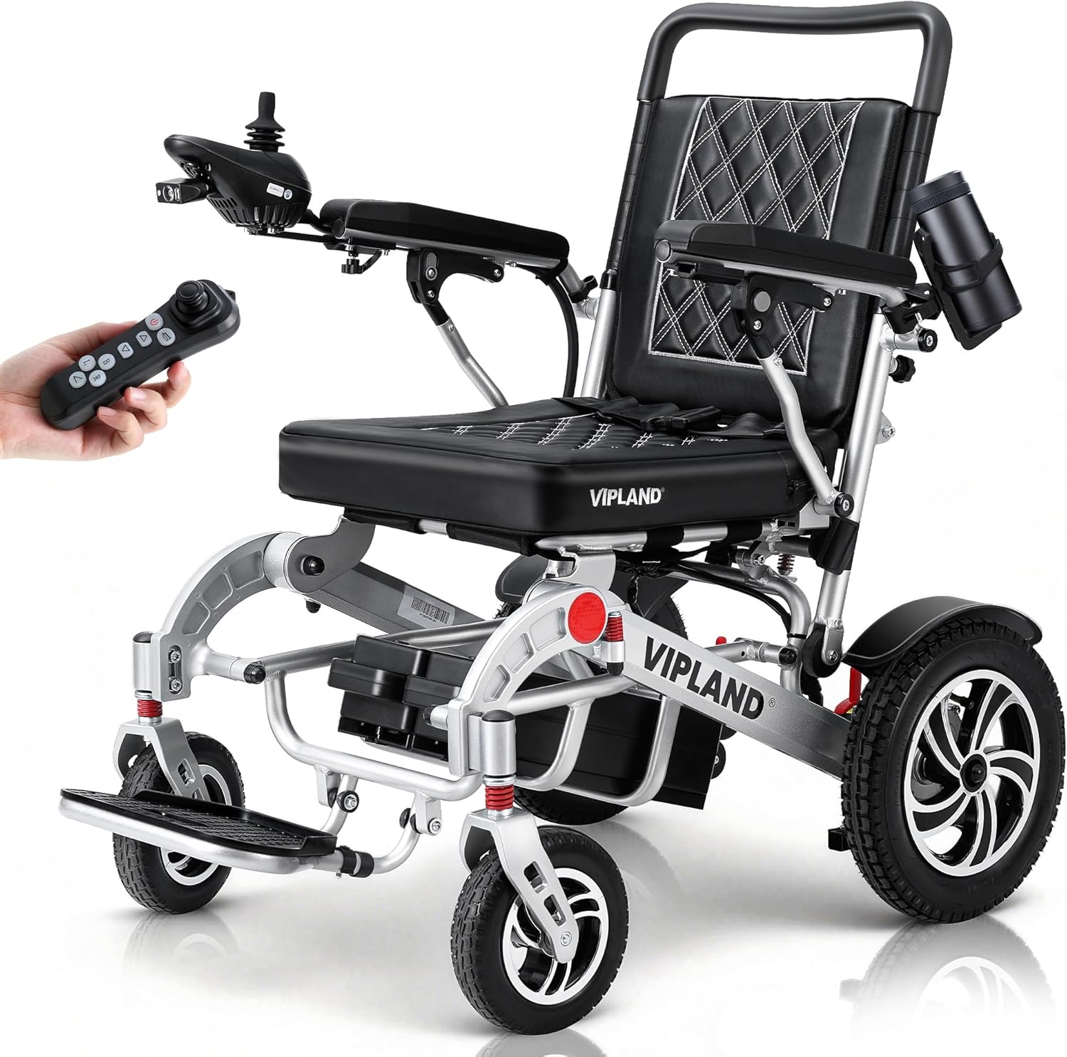 Foldable Electric Wheelchairs for Adults, 30Miles Long Travel Range Motorized Wheelchair, Support Up to 350lbs, All Terrain, Airline Approved, 600W Dual Motors, Portable Size with Cup Holder
