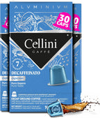 Cellini Caffè Decaffeinato Aluminum Nespresso Pods, 30 Count, Medium Roast Coffee Capsules, 100% Nespresso Original Machine Compatible