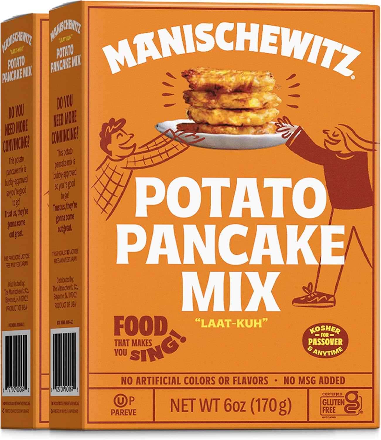 Manischewitz Potato Pancake Mix 6oz (2 Pack) Gluten Free, No MSG, Traditional Style