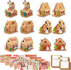 12pack Christmas Gingerbread House DIY Kit – Cardboard Houses for Kids & Adults, Holiday Party Game, Classroom Gift & Festive Home Decoration