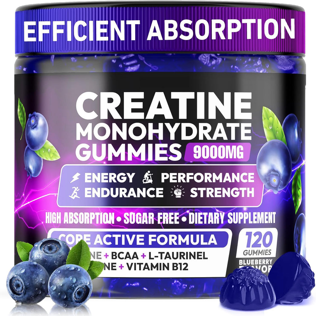 Creatine Gummies Monohydrate Complex for Men & Women, Creatine Pre-Workout for Enhance Muscle Strength Recovery Cognitive Health & Memory, 120 Gummies Sugar Free Vegan Non-GMO