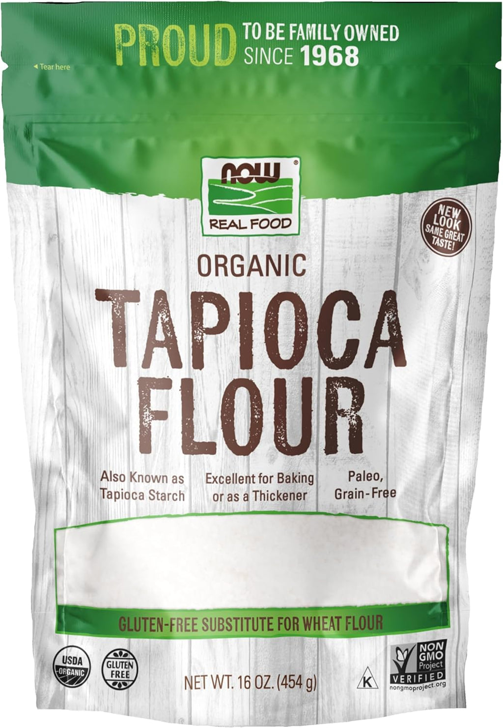 NOW Foods, Organic Tapioca Flour, Gluten-Free and Non-GMO Flour Replacement, 16-Ounce (Packaging May Vary)