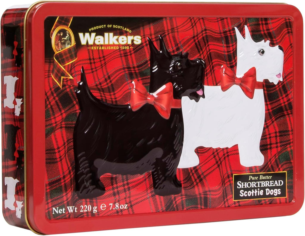 Walker's Shortbread Scottie Dog Shaped Cookies, Pure Butter Shortbread Cookies, 7.8 Oz Gift Tin