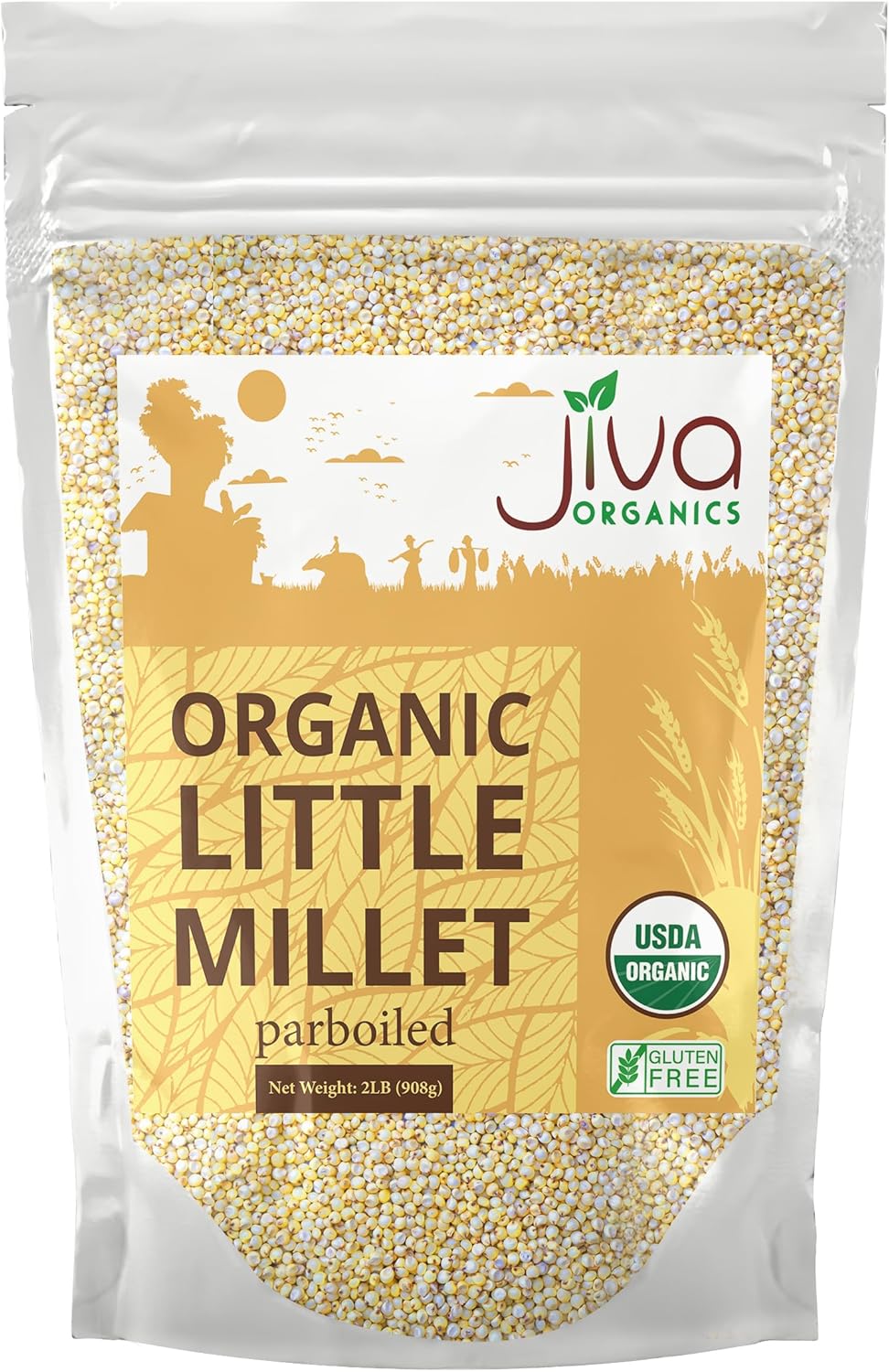 Jiva Organics Little Millet 2 LB Bag | Whole Grain, Gluten-Free & Organic | Rich in Fiber & Essential Nutrients for Healthy Cooking