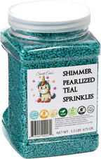Sweet Eva’s SHIMMER PEARLIZED TEAL SPRNKLES-Jimmies,Cupcakes,Cookies,Cakes,Decorating,Baking,Topper,Bulk Candy,Dairy Free,Nut Free, Soy Free, Egg Free, Gluten Free, Kosher, Vegan, Large, 1.5 Pound
