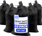 DURASACK Heavy Duty Sand Bags with Tie Strings Empty Woven Polypropylene Sand-Bags for Flood Control with 1600 Hours of UV Protection, 50 lbs Capacity, 14x26 inches, Black, Pack of 10