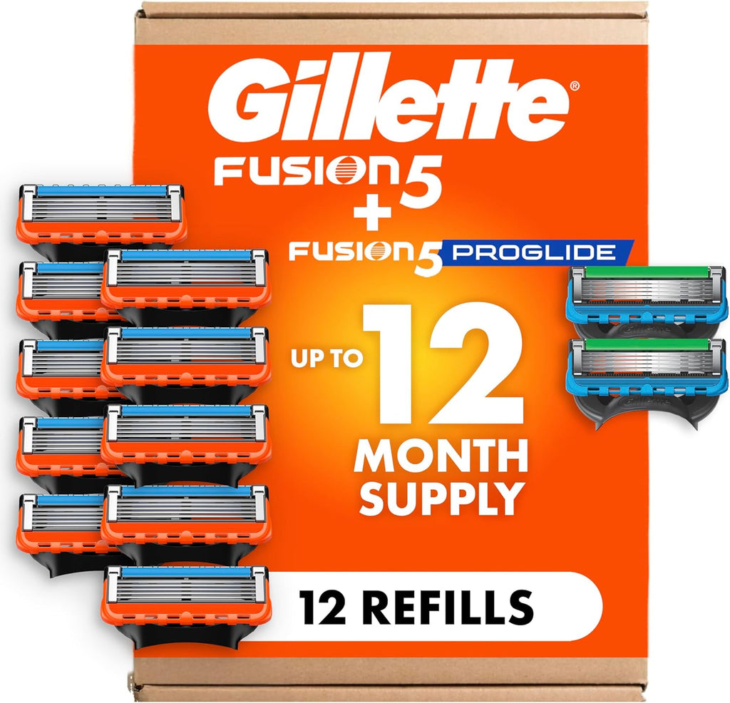 Gillette Fusion5 and ProGlide Men's Razor Blade Refills, 5-Blade Cartridges, Variety Pack, 12 Count