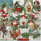 WRAPAHOLIC 50Pcs Christmas Paper Napkins - 3 Ply Vintage Santa Pattern Disposable Luncheon Napkin for Christmas, Holiday, Party Celebration - 6.5 x 6.5 In