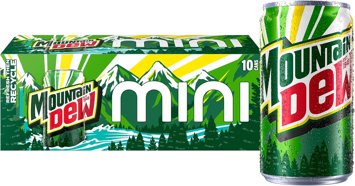 Mountain Dew Soda, 7.5 Fl Oz Mini Cans (Pack of 10)