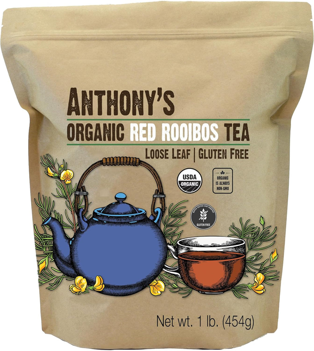 Anthony's Organic Red Rooibos Loose Leaf Tea, 1 lb, Gluten Free, Non GMO, Non Irradiated, Keto Friendly