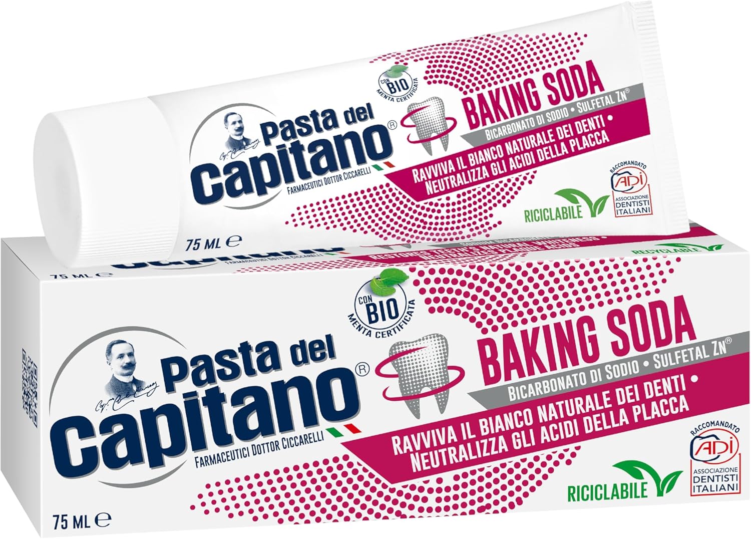 Pasta Del Capitano Baking Soda Toothpaste 75 ml (2.54 Fl oz)