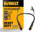 DEWALT Heavy Duty Magnetic Bluetooth Neckband Headphones, Wireless Around the Neck Earbuds w/30H Runtime+Noise Isolation, HandsFree Magnetic Wireless Earphones w/Mic Bluetooth Headsets - Black Edition