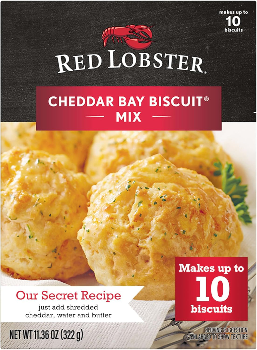 Red Lobster Cheddar Bay Biscuit Mix, Garlic Herb Seasoning Included, Cheddar Biscuit Mix, 11.36 Oz Box