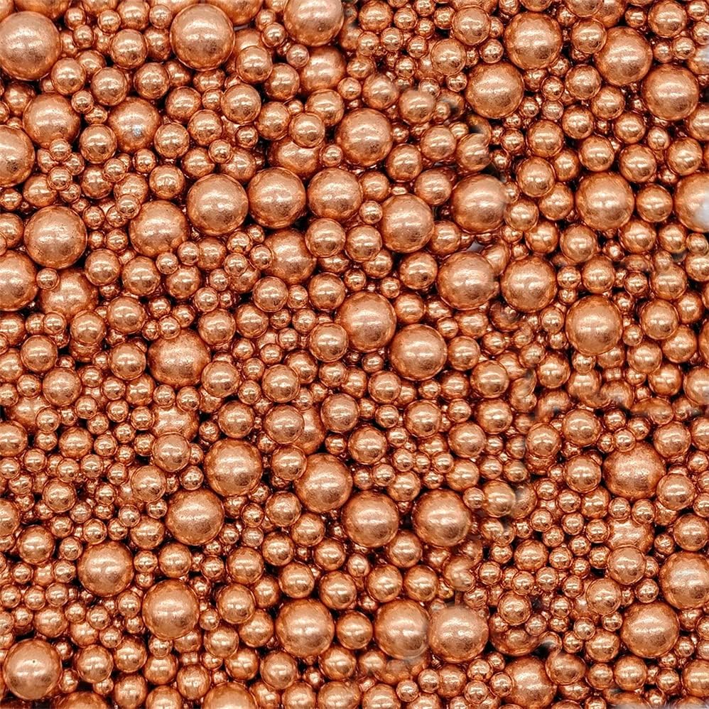 Sprinkles Pearl Sugar Candy 100g/ 3.52oz Mix Size Baking Edible Cake Decorations Cupcake Toppers Cookie Decorating Ice Cream Celebrations Shaker Jar Wedding Shower Party Chirstmas (Rose gold)