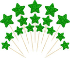 Gyufise 42Pcs Star Cupcake Toppers Green Glitter Assembled Twinkle Star Cupcake Picks Wedding Engagement Bridal Shower Birthday Party Cake Decorations Supplies Mixed Size