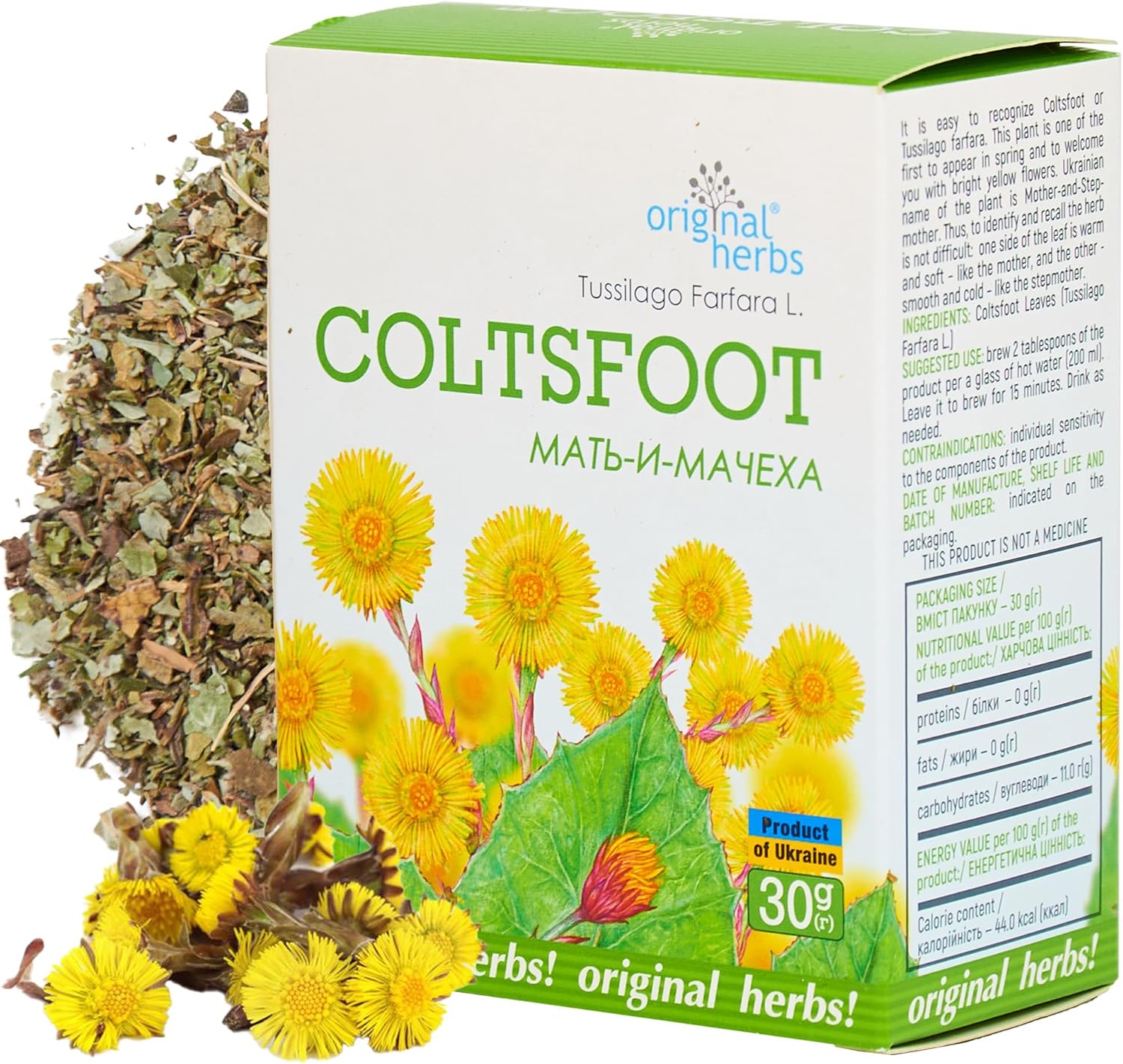 COLTSFOOT HERB TEA (Tussilago Farfara L) - 100% Pure & Natural, Wild-Crafted, Loose Leaf Herbal Tea - 30g (1.06oz) - Original Herbs Herbal Tea