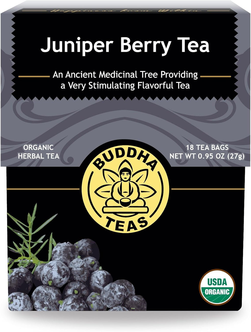 Buddha Teas Organic Juniper Berry Tea - OU Kosher, USDA Organic, CCOF, 18 Bleach-Free Tea Bags