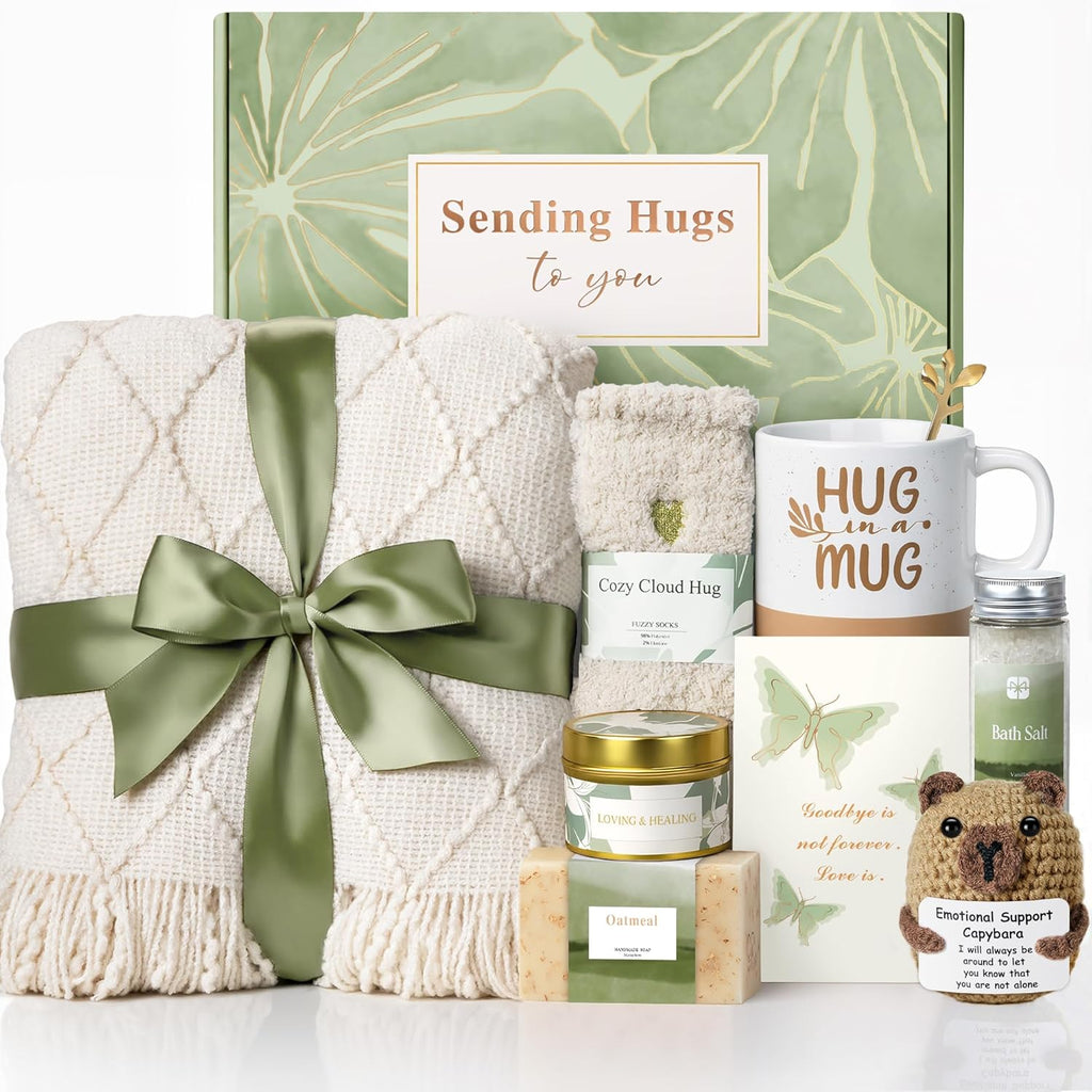 Sympathy Gift Baskets for Loss of Loved One - Bereavement Grief Condolences Gifts for Loss of Mother Father Husband - Miscarriage Care Package for Women Hug in a Box Memorial Gifts for Loss of Mom Dad