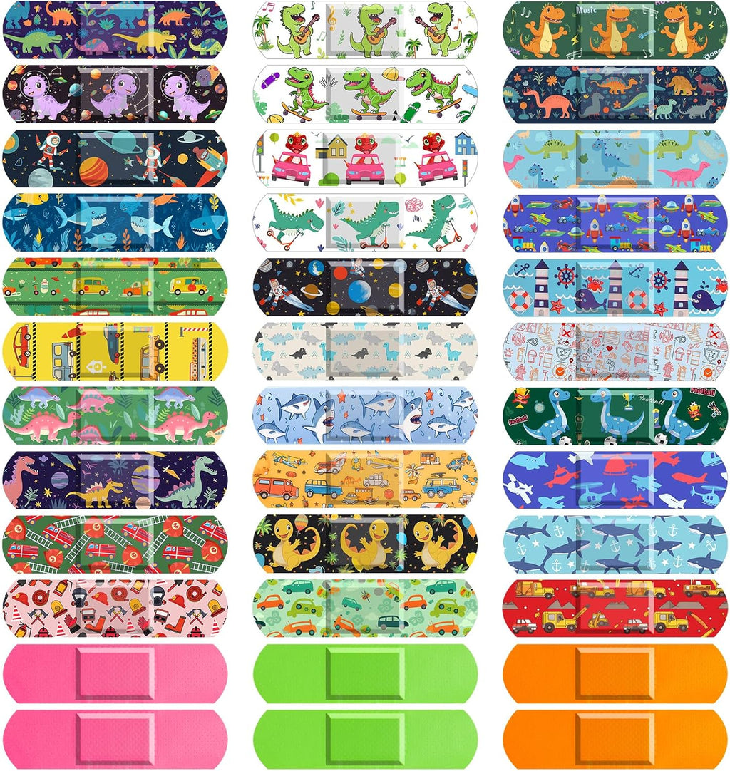 Sublaga 300Pcs Adhesive Bandages, 33 Styles Kids Cartoon Bandage Adhesive Flexible Colorful Bandages Cute Cartoon Bandages for Boys Waterproof Bandage for Kids Protect Scrapes