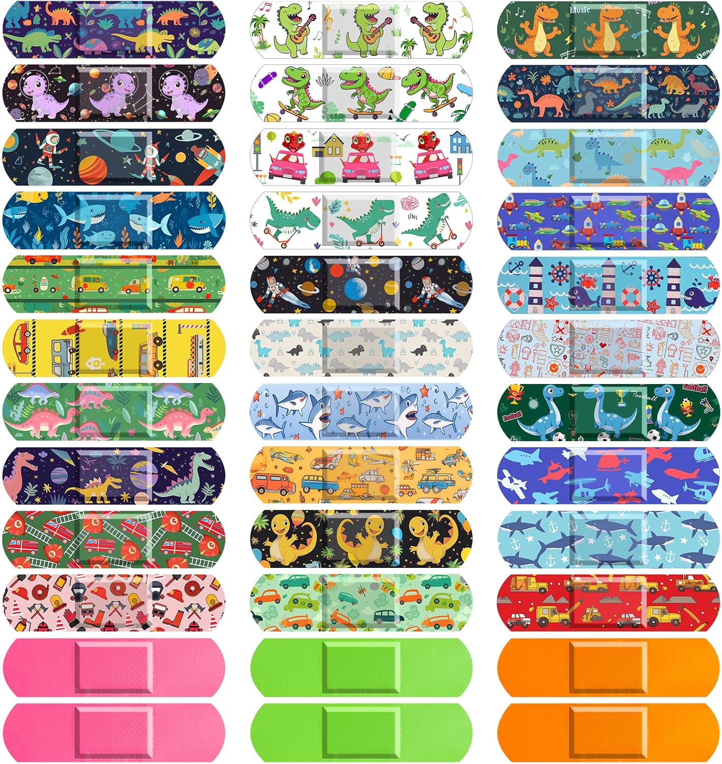 Sublaga 300Pcs Adhesive Bandages, 33 Styles Kids Cartoon Bandage Adhesive Flexible Colorful Bandages Cute Cartoon Bandages for Boys Waterproof Bandage for Kids Protect Scrapes