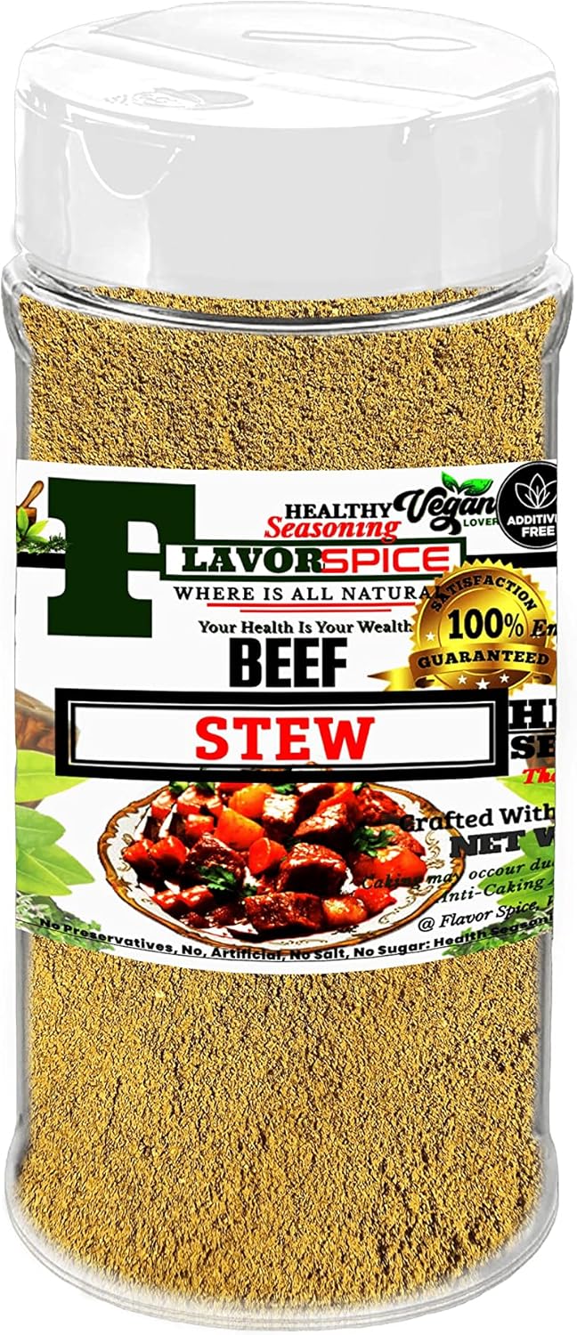Beef Stew Seasoning Crafted with 100% Natural Herbs and Spices with No Artificial or preservatives, No Salt, No Sugar, No MSG, Gluten, Great For Keto, Great For Vegan (3.8oz(108g)