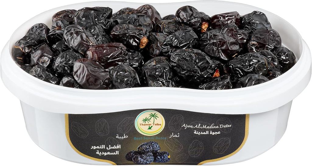 1 lb (16oz) Organic Ajwa Al Madina Dates, Superfoods, High Fiber Snacks, Healthy Energy Booster, Fresh Ajwa Date Fruit Supplement from Al Madina, Saudi Arabia (1lb/454g)