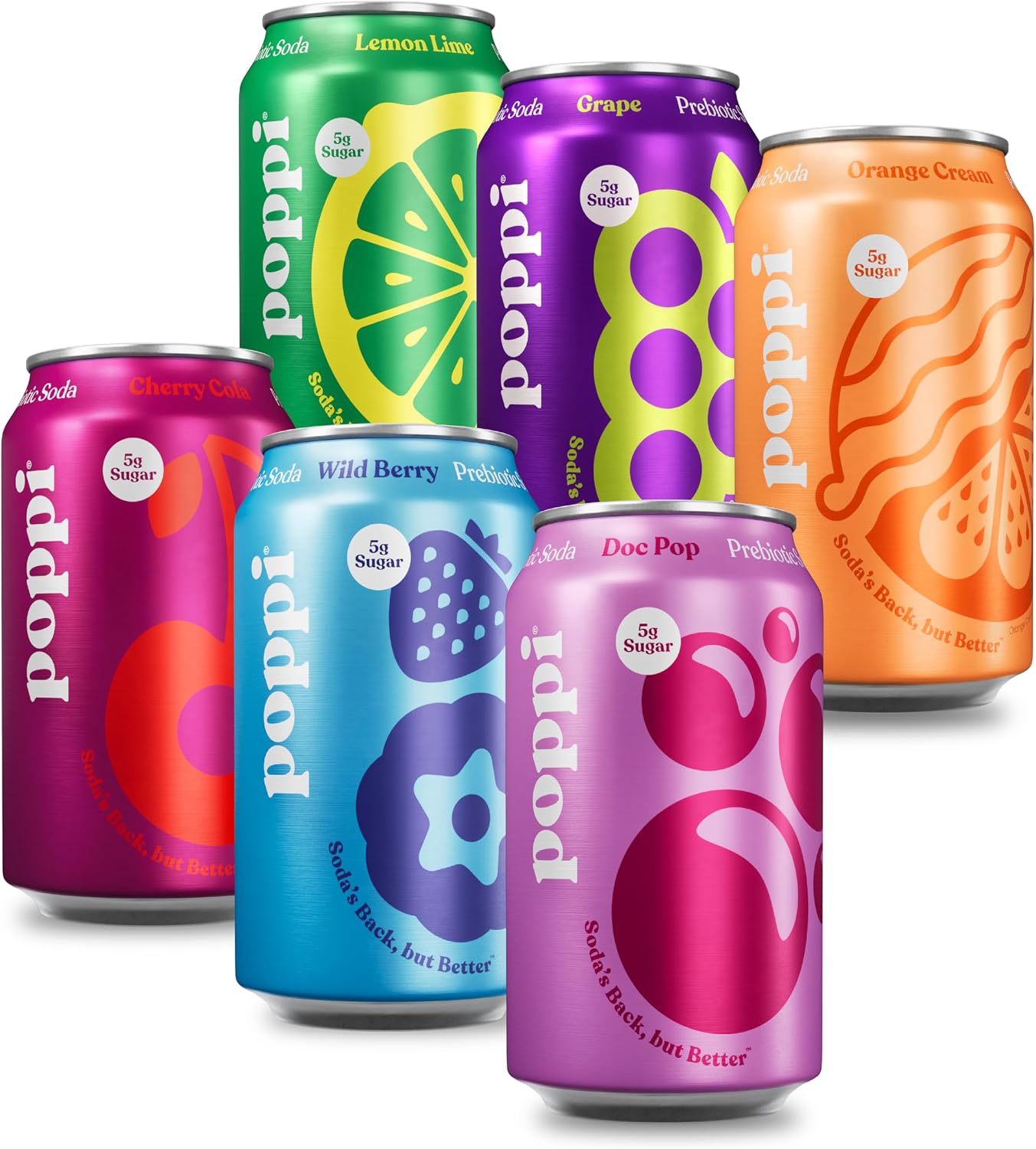 Poppi Sparkling Prebiotic Soda Beverage with Apple Cider Vinegar, Seltzer Water and Fruit Juice, Crowd Pleasers Variety Pack, 12 Fl Oz, Pack of 12, Packaging May Vary
