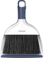 ROSEOK Mini Broom and Dustpan Set for Cleaning, Compact Desktop Dustpan with Brush for Kitchen Counter, Office, Car, Navy Blue, 1 Pack