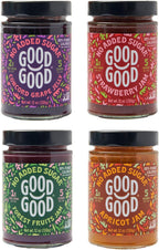 GOOD GOOD Healthy Jam Variety Pack – No Added Sugar Fruit Spread, Keto and Diabetic Friendly, Low Calorie, Concord, Strawberry, Apricot and Forest Fruit (4 Jars)