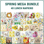Mega Bundle of Decoupage Easter Napkins I 40 Various 3-Ply Lunch Napkins I Decorative Paper Napkins for Decoupage, Craft, Scrapbooking I Junk Journal Supplies (SPRING MEGA BUNDLE)