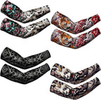 Newcotte 4 Pairs UV Sun Protection Arm Sleeves Cooling Sports Sleeve Anti Slip Ice Silk Warmers Arm Covers for Men Women
