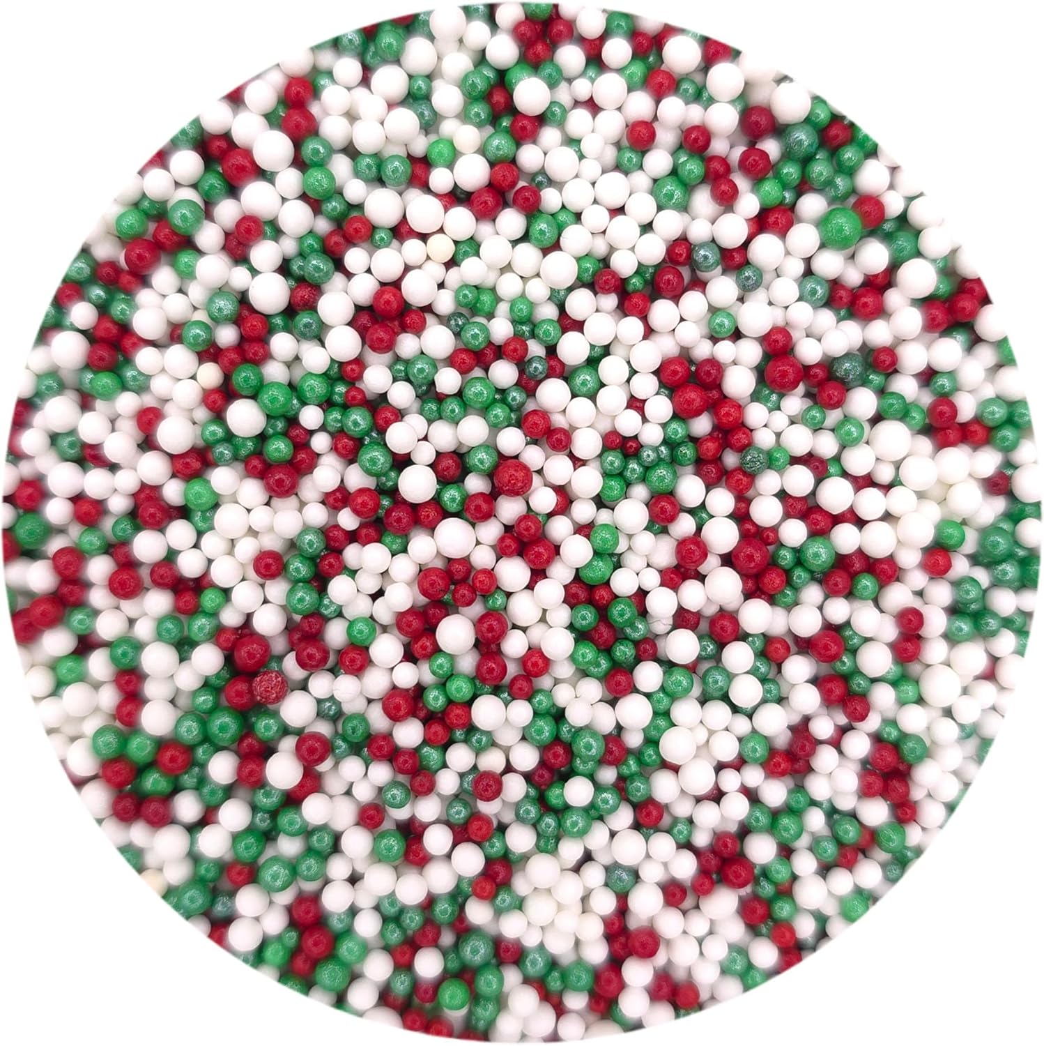 NCS Green Shimmer, Red, and White Nonpareils Edible Sprinkles – Cupcake, Cake & Cookie Decorations, 8 oz