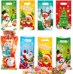 FOIMAS 108 PCS Christmas Treat Bags with Handles Plastic Christmas Goodie Candy Bags Xmas Gift Bag for Xmas Holiday Gift Wrapping Supply