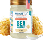 Healistix Raw Sea Moss Gel [16 Oz] - Exquisitely Crafted from Irish Seamoss Wildcrafted in The Pristine Waters of St Lucia, A Natural Delight Sea Vegetable in Glass Jar