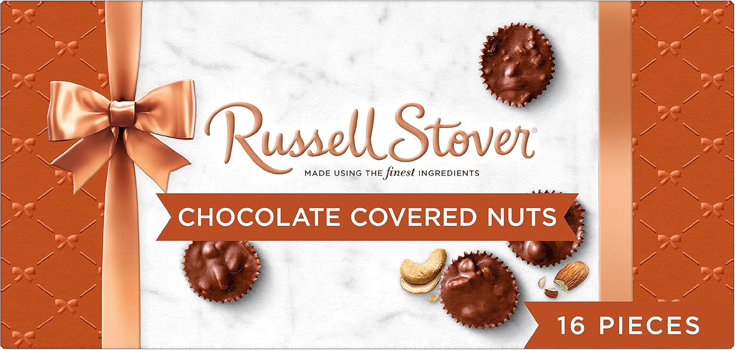 Russell Stover, Milk Chocolate Covered Nuts, Assorted Chocolate Gift Box, 9 Ounce