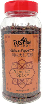 Fusion Select Premium Szechuan Peppercorn - Authentic Sichuan Whole Peppercorns for Chinese Cuisine, Mapo Tofu, Kung Pao Chicken - Spice Seasoning with Tasty Lemon Twist - Double Flip Lid Jar - 6oz