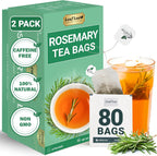 LeafLea 80 Rosemary Leaf Tea Bags, 100% Pure Rosemary Herbal Tea, Gentle Digestive Comfort & Relaxing, Te De Romero Featuring Subtle, Natural Flavor, Caffeine-Free, Sugar-Free, Non-GMO, Vegan
