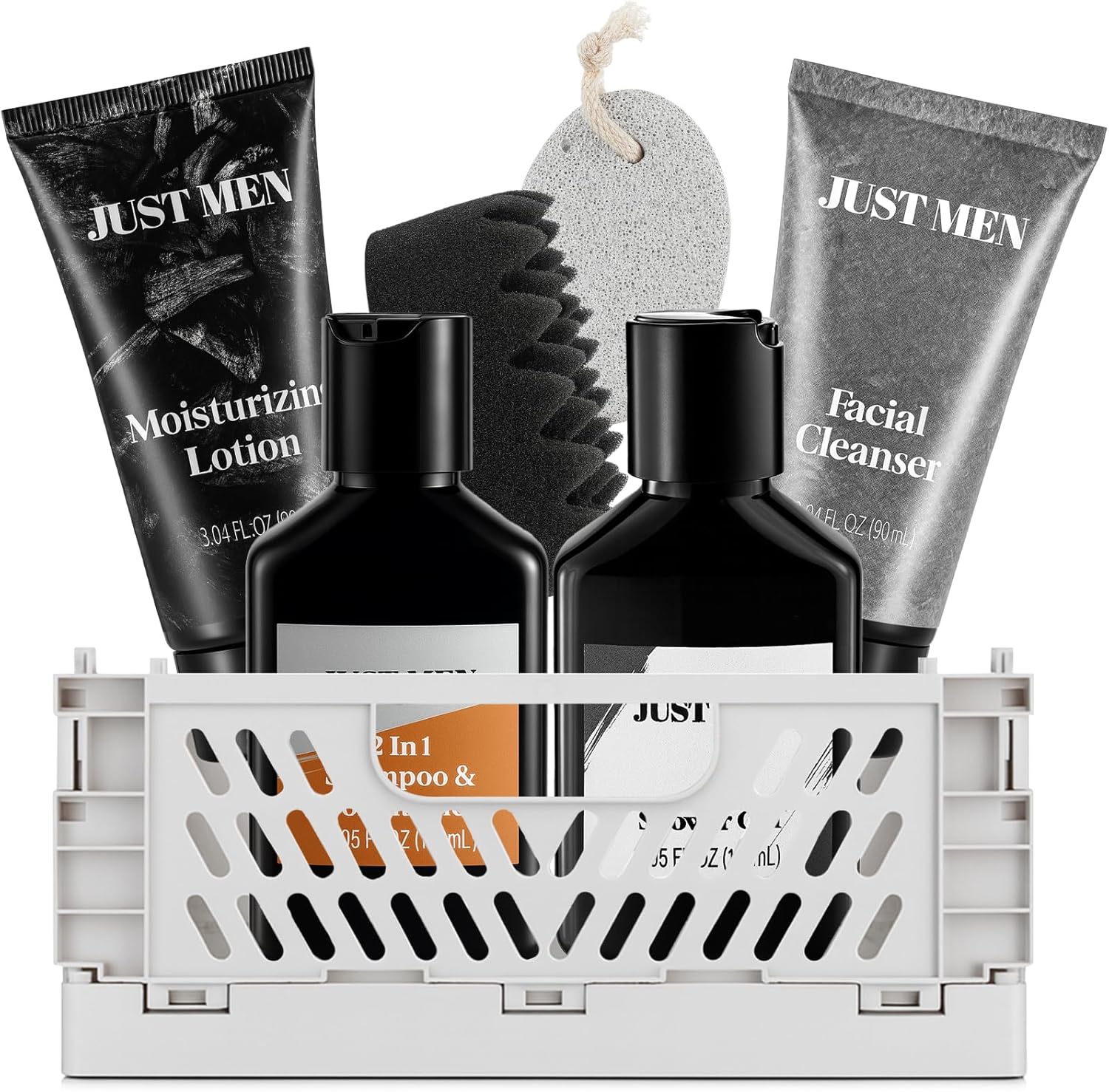Gift Baskets for Men - 7 Pcs Mens Body Wash & Skin Care Kit | All-in-One Grooming & Bath Gift Set with Cedrus Atlantica Scent | Birthday Gifts for Men, Husband, Boyfriend, Brother, Father