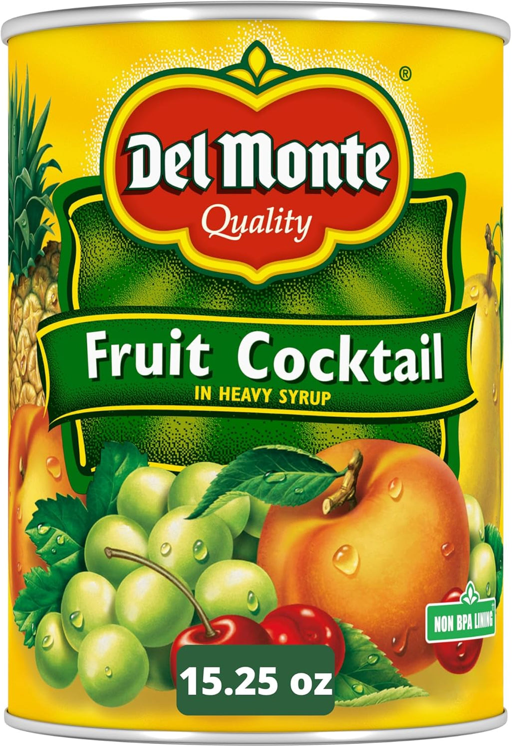 DEL MONTE Fruit Cocktail in Heavy Syrup, Canned Fruit, 15.25 oz Can