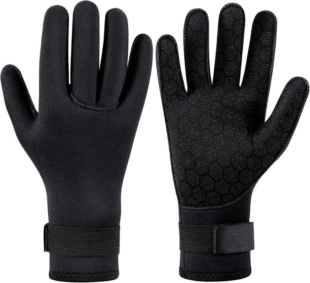 SUJAYU 3mm Neoprene Gloves Diving Gloves Wetsuit Gloves, Anti Slip Fishing Gloves Surfing Glove with Adjustable Wrist Strap, Water Proof Gloves Pool Glove Swim Gloves Ice Fishing Gloves
