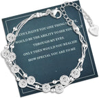 FANCIBAND 925 Sterling Silver Charm Bracelets for Women, Dainty Silver Chain Adjustable Beaded Bracelet Simple Jewelry Gifts for Women