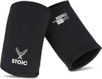 Stoic Elbow Sleeves for Powerlifting - 7mm + 5mm Thick Neoprene Sleeve for Bodybuilding, Weight Lifting Best for Squats, Cross Training, Strongman Professional Quality & Ultra Heavy Duty (Pair)