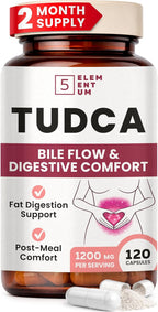 TUDCA Supplement 1200mg – Premium Bile Salts & Tauroursodeoxycholic Acid for Fat Digestion – Liver & Gallbladder Support for Women, Post-Meal Comfort – 120 Capsules