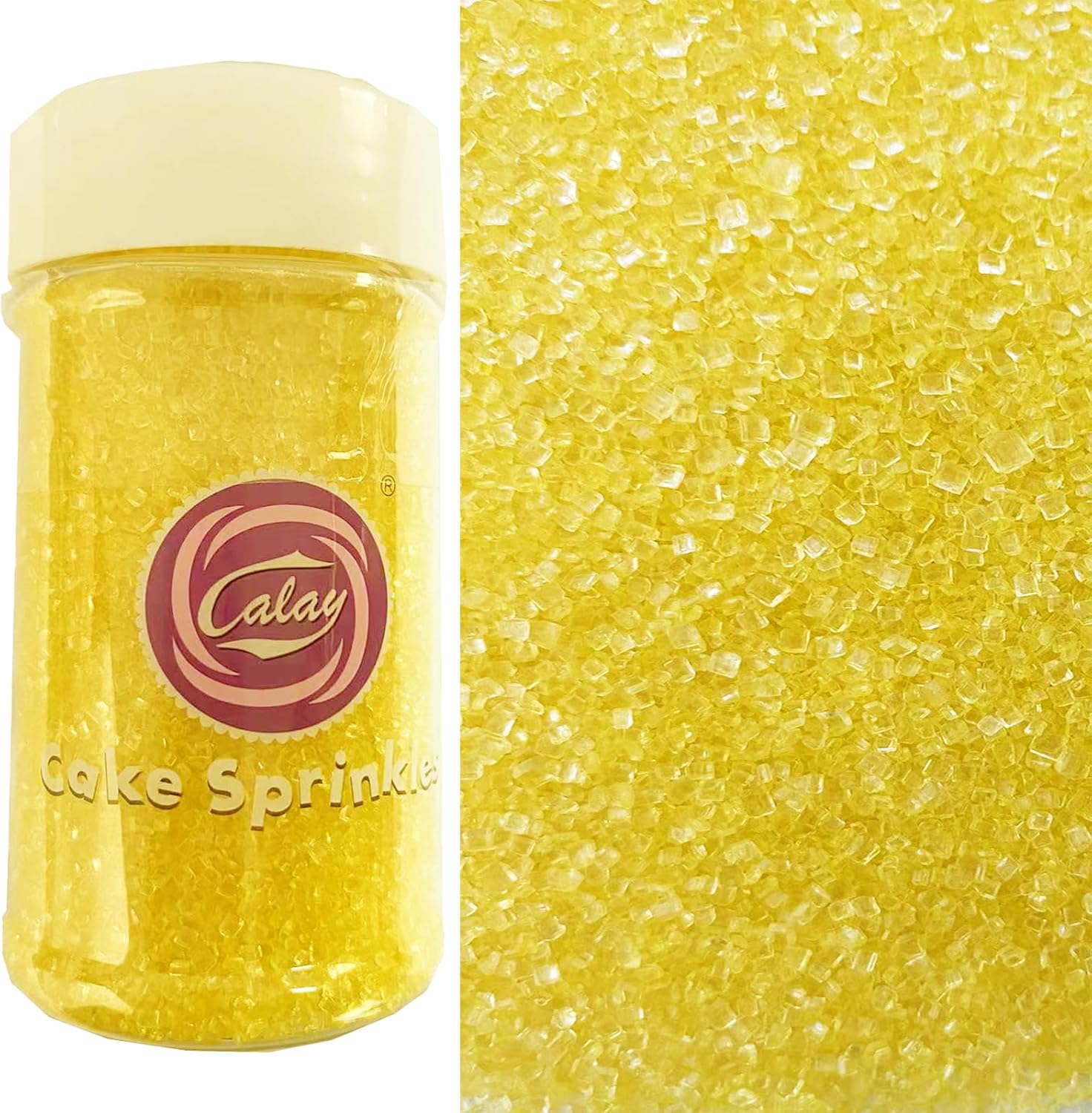Sentovac Yellow Sanding Sugar for Baking Edible Sparkling Coarse Sugar Crystals Sprinkles for Baking Topping Cake Cookie Cupcake Topper Ice Cream Decoration Supplies 3.2 OZ