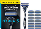 Wilkinson Hydro 5 Skin Protection Razor, 13 Blade Refills, Enriched Lubricating Band with Pro Vitamin B5, Multicolor (1 Count, Box)
